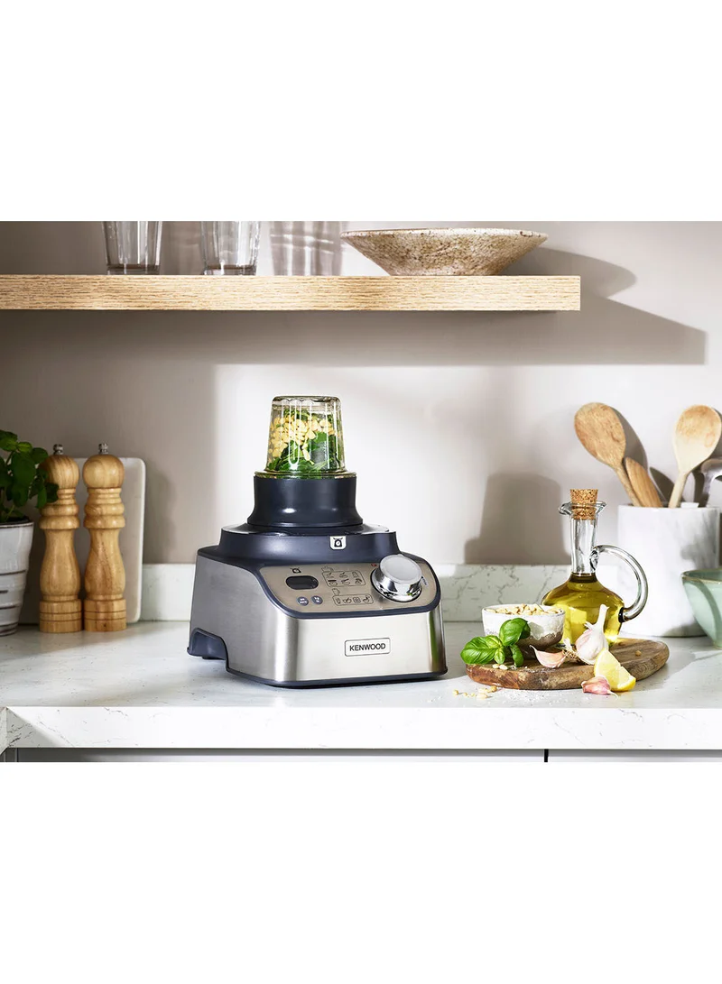 KENWOOD Food Processor, 3L Food Processor, 1.5L Thermo Resist Glass Blender, 11 Processing Attachments, Glass Multi Mill, Juice Extractor, Digital Display, Kitchen Scale, 3 L 1000 W FDM71.980SS silver