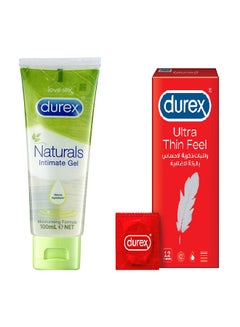Durex Thin Feel Condoms 12 and Durex Natural Intimate Lube 100 ml 