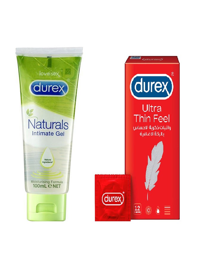 دوريكس Thin Feel Condoms 12 and Durex Natural Intimate Lube 100 ml 