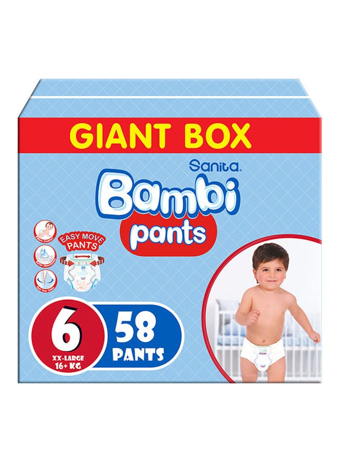 Sanita Bambi - Pants Giant Box Size 6, Xx Large +16 Kg, 58 Count - Image 1