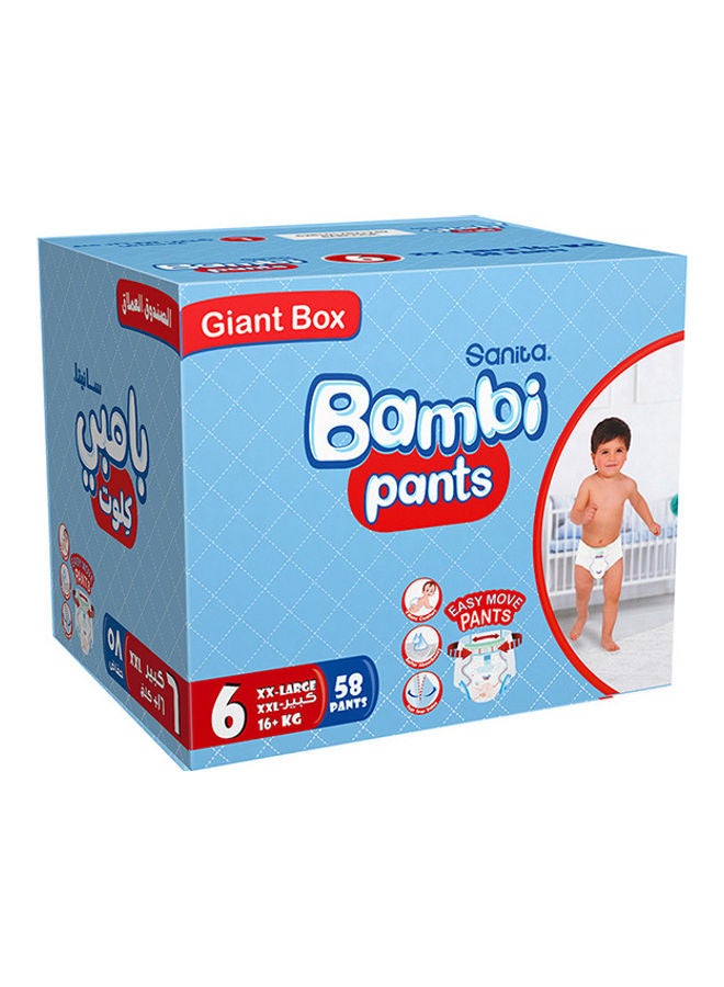 Sanita Bambi - Pants Giant Box Size 6, Xx Large +16 Kg, 58 Count - Image 1