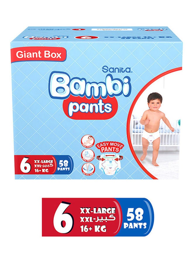 Sanita Bambi - Pants Giant Box Size 6, Xx Large +16 Kg, 58 Count - Image 1