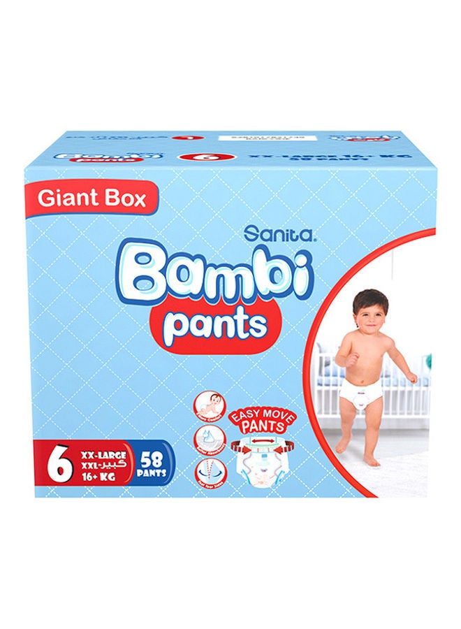 Sanita Bambi - Pants Giant Box Size 6, Xx Large +16 Kg, 58 Count - Image 1
