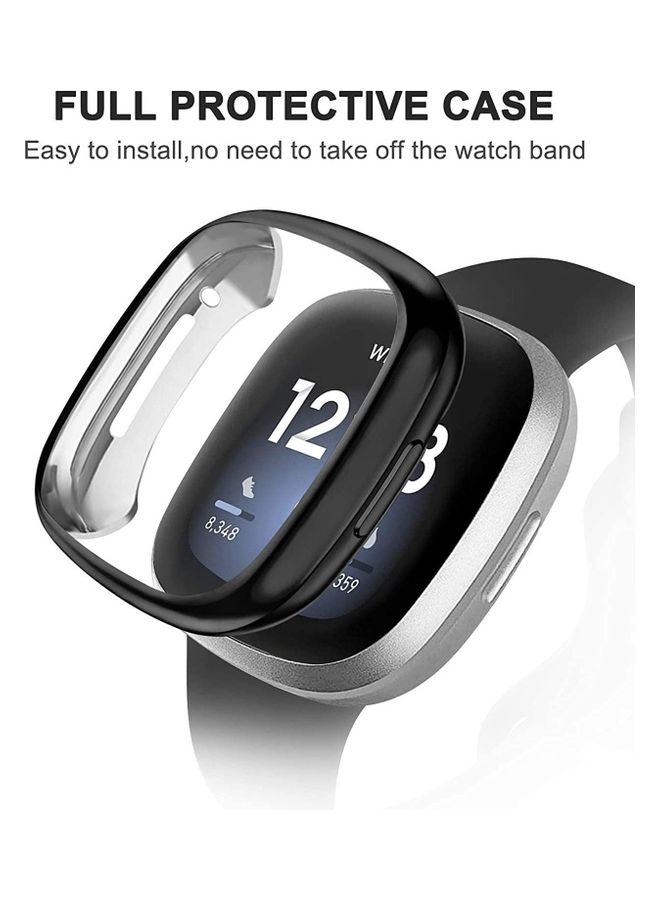 MARGOUN Fitbit Versa 3 Case / Fitbit Sense Case Soft TPU Bumper Screen Protector Shockproof Full Coverage All-Around Protective Cover Black - Image 4