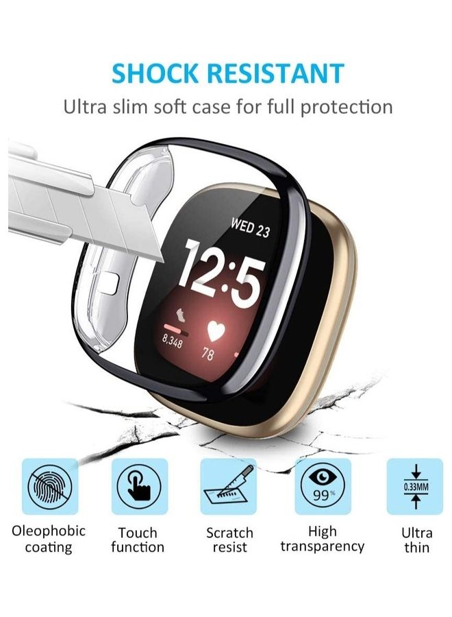MARGOUN Fitbit Versa 3 Case / Fitbit Sense Case Soft TPU Bumper Screen Protector Shockproof Full Coverage All-Around Protective Cover Black - Image 5