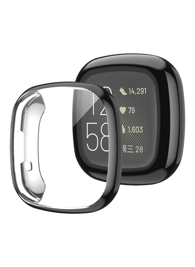 MARGOUN Fitbit Versa 3 Case / Fitbit Sense Case Soft TPU Bumper Screen Protector Shockproof Full Coverage All-Around Protective Cover Black - Image 2