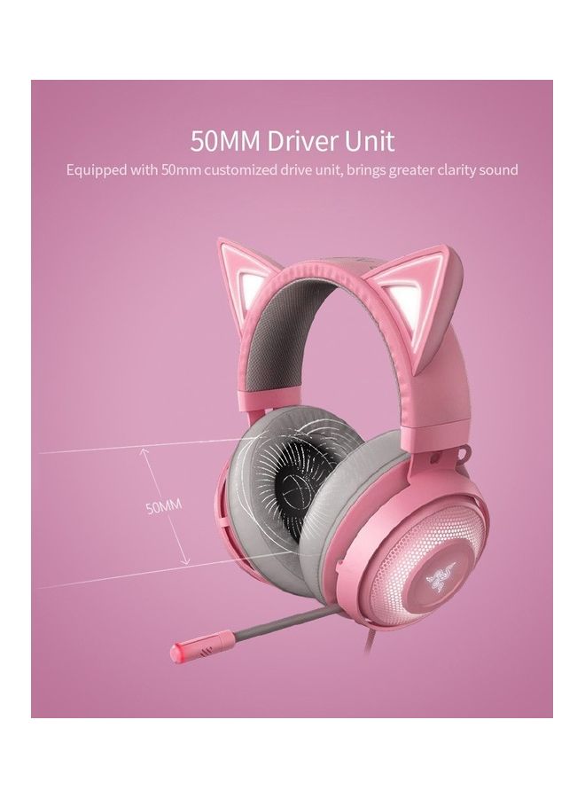 RAZER Kitty Gaming TNX 7.1 Surround Sound Headset With Active Noise Reduction Microphone 50mm Driver Unit Quartz Pink  - Image 3