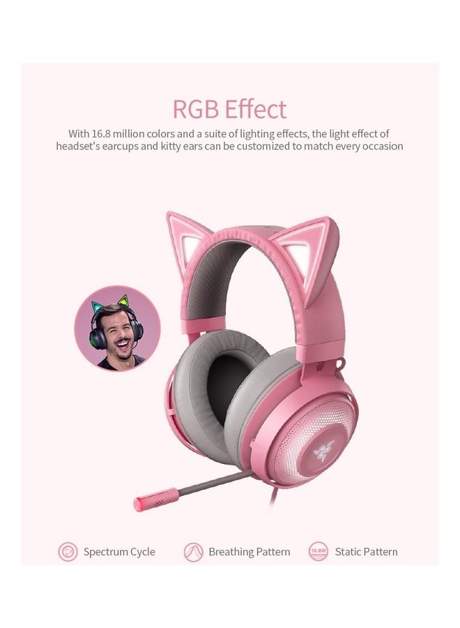 RAZER Kitty Gaming TNX 7.1 Surround Sound Headset With Active Noise Reduction Microphone 50mm Driver Unit Quartz Pink  - Image 5
