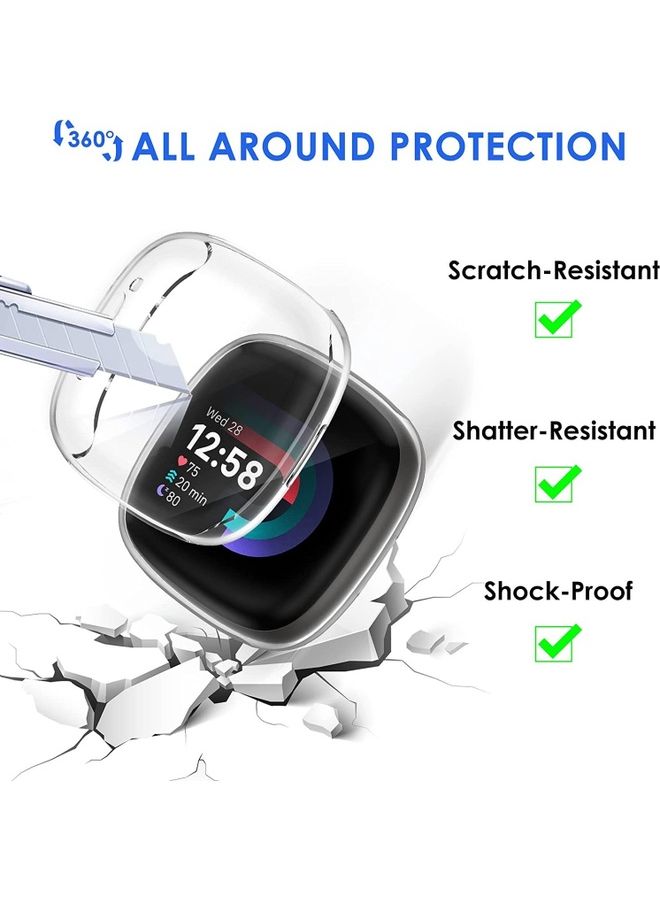 MARGOUN Fitbit Versa 4 Case / Fitbit Sense 2 Case Clear Soft TPU Bumper Screen Protector Shockproof Full Coverage All-Around Protective Cover Clear - Image 4