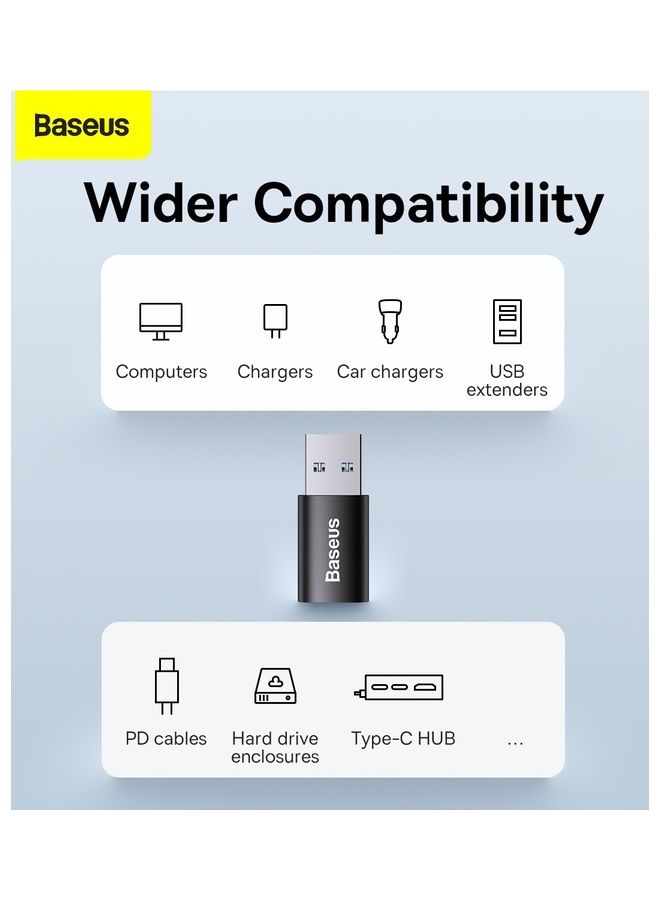 Baseus - USB C to USB 3.1 Adapter USB C Female to USB Male Adapter USB C Adapter 10Gbps Compatible with MacBook Pro 2018/2017,PC, Laptops Chargers and more Black - Image 1