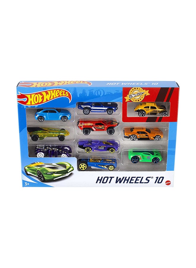 Hot Wheels - Basic Cars 10 Hot Wheels Car in 1 Pack ‎38.99x27.99x19cm - Image 1