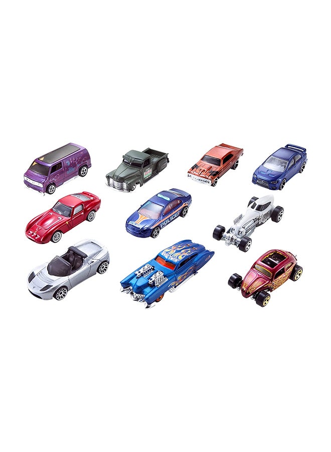 Hot Wheels - Basic Cars 10 Hot Wheels Car in 1 Pack ‎38.99x27.99x19cm - Image 1