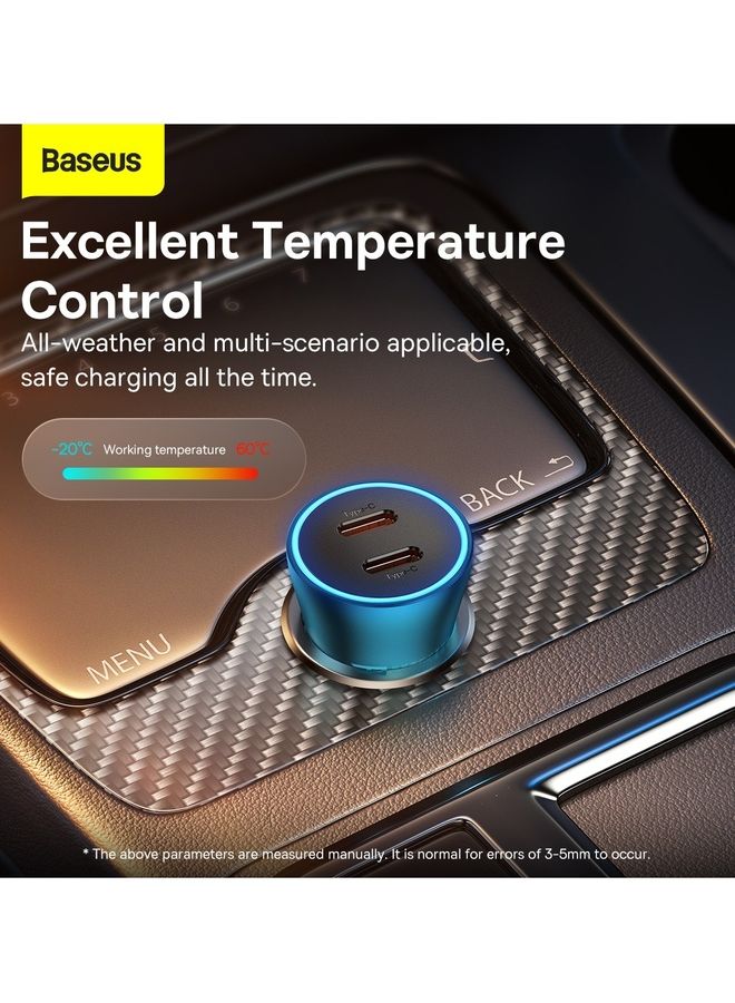 Baseus - Fast Car Charger PD 40W Dual USB C Ports Fast Charging Car Power Adapter for iPhone 14/iPhone 14 Pro/iPhone 14 Pro Max/13 Pro Max/13/12/11, New iPad 9, iPad mini 6 2021,Galaxy S22 and more Blue - Image 1