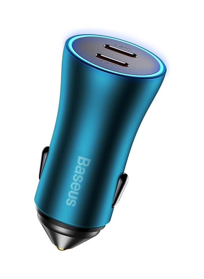 Baseus - Fast Car Charger PD 40W Dual USB C Ports Fast Charging Car Power Adapter for iPhone 14/iPhone 14 Pro/iPhone 14 Pro Max/13 Pro Max/13/12/11, New iPad 9, iPad mini 6 2021,Galaxy S22 and more Blue - Image 1
