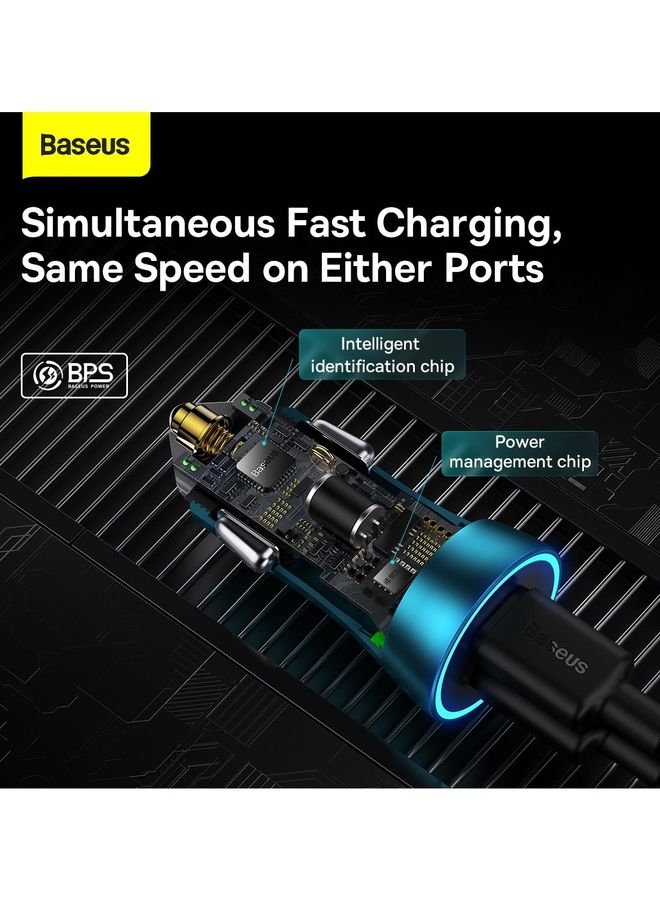 Baseus - Fast Car Charger PD 40W Dual USB C Ports Fast Charging Car Power Adapter for iPhone 14/iPhone 14 Pro/iPhone 14 Pro Max/13 Pro Max/13/12/11, New iPad 9, iPad mini 6 2021,Galaxy S22 and more Blue - Image 1