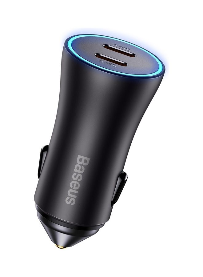 Baseus Fast Car Charger PD 40W Dual USB C Ports Fast Charging Car Power Adapter for iPhone 14/iPhone 14 Pro/iPhone 14 Pro Max/13 Pro Max/13/12/11, New iPad 9, iPad mini 6 2021,Galaxy S22 and more Black  - Image 1