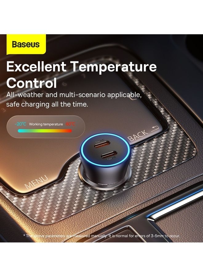 Baseus Fast Car Charger PD 40W Dual USB C Ports Fast Charging Car Power Adapter for iPhone 14/iPhone 14 Pro/iPhone 14 Pro Max/13 Pro Max/13/12/11, New iPad 9, iPad mini 6 2021,Galaxy S22 and more Black  - Image 3