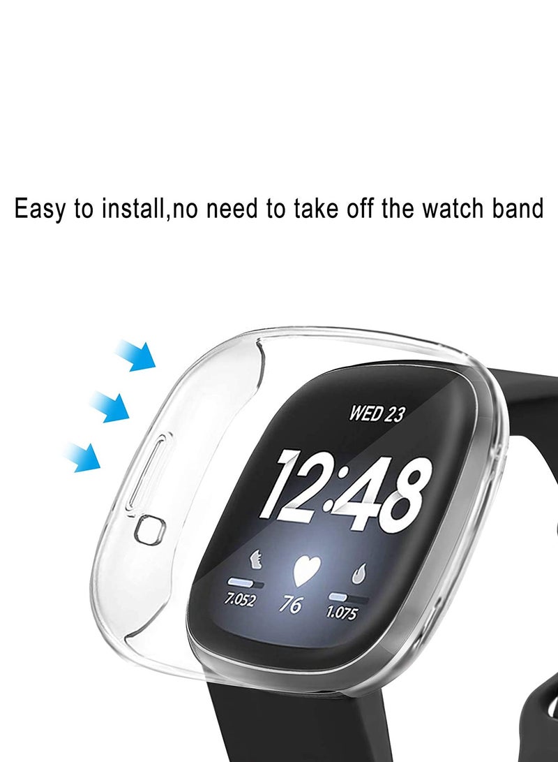 MARGOUN 2Pack for Fitbit Versa 3 Case / Fitbit Sense Case Soft TPU Bumper Screen Protector Shockproof Full Coverage All-Around Protective Cover Clear/Black - Image 3