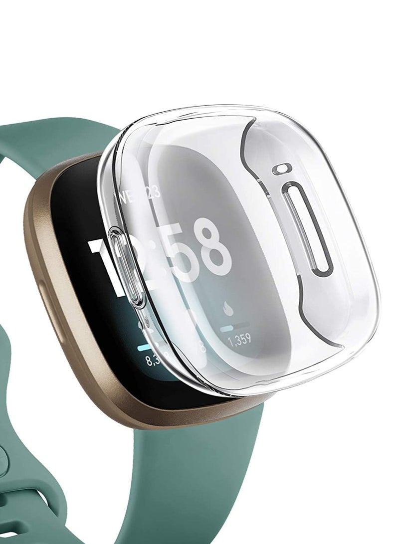 MARGOUN Fitbit Versa 3 Case / Fitbit Sense Case Clear Soft TPU Bumper Screen Protector Shockproof Full Coverage All-Around Protective Cover Clear - Image 1