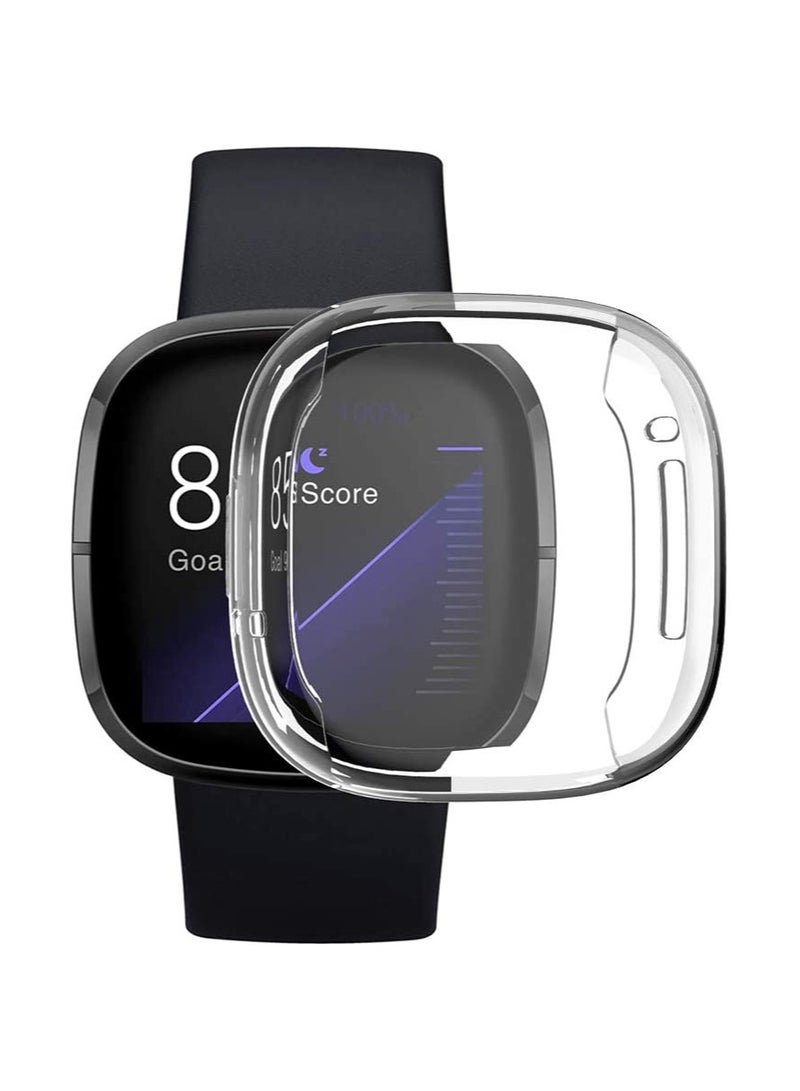 MARGOUN Fitbit Versa 3 Case / Fitbit Sense Case Clear Soft TPU Bumper Screen Protector Shockproof Full Coverage All-Around Protective Cover Clear - Image 2
