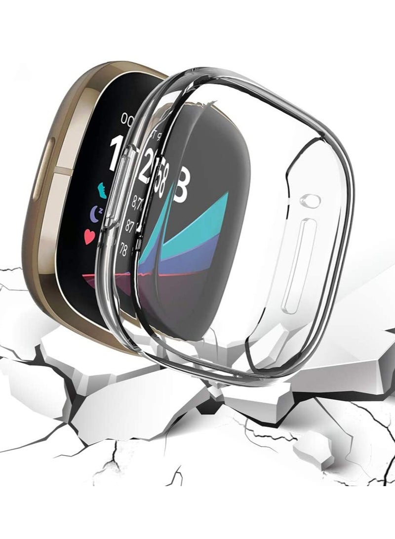 MARGOUN Fitbit Versa 3 Case / Fitbit Sense Case Clear Soft TPU Bumper Screen Protector Shockproof Full Coverage All-Around Protective Cover Clear - Image 4