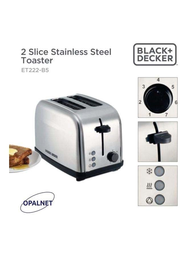 Bread Toaster Stainless Steel 2 Slice With Crumb Tray 1050 W ET222-B5 Silver/Black 