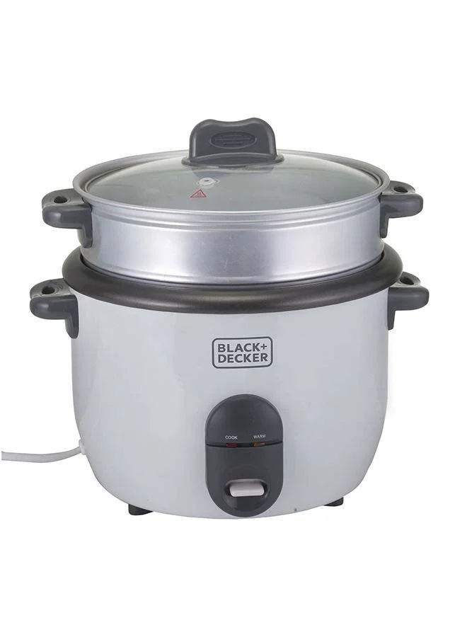 بلاك اند ديكر جهاز طهي الأرز مانع للالتصاق مع جهاز طهي بالبخار 2 في 1 1.8 L 700 W RC1860-B5 أبيض