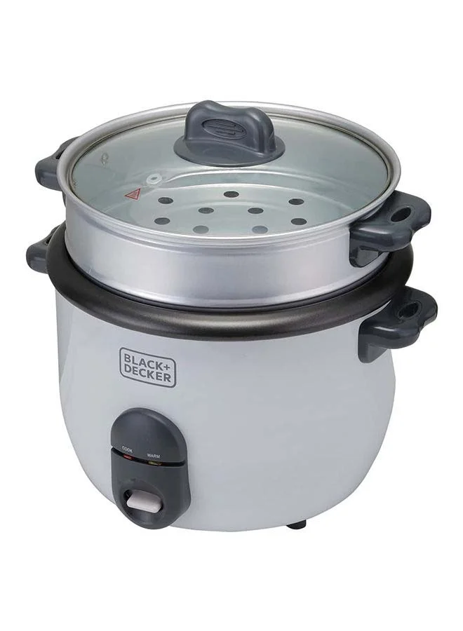 بلاك اند ديكر جهاز طهي الأرز مانع للالتصاق مع جهاز طهي بالبخار 2 في 1 1.8 L 700 W RC1860-B5 أبيض