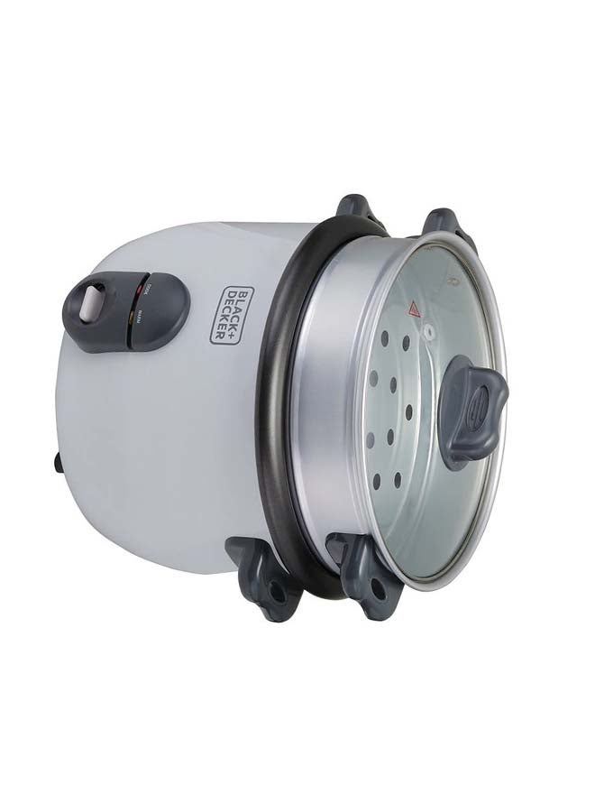 BLACK+DECKER - Rice Cooker, Multifunctional Cooking Options, Removable Non-Stick Bowl, Steaming Tray, Water Level Indicator, Glass Lid, Cool Touch Handle, Compact, 1.8 L 700 W RC1860-B5 White - Image 1