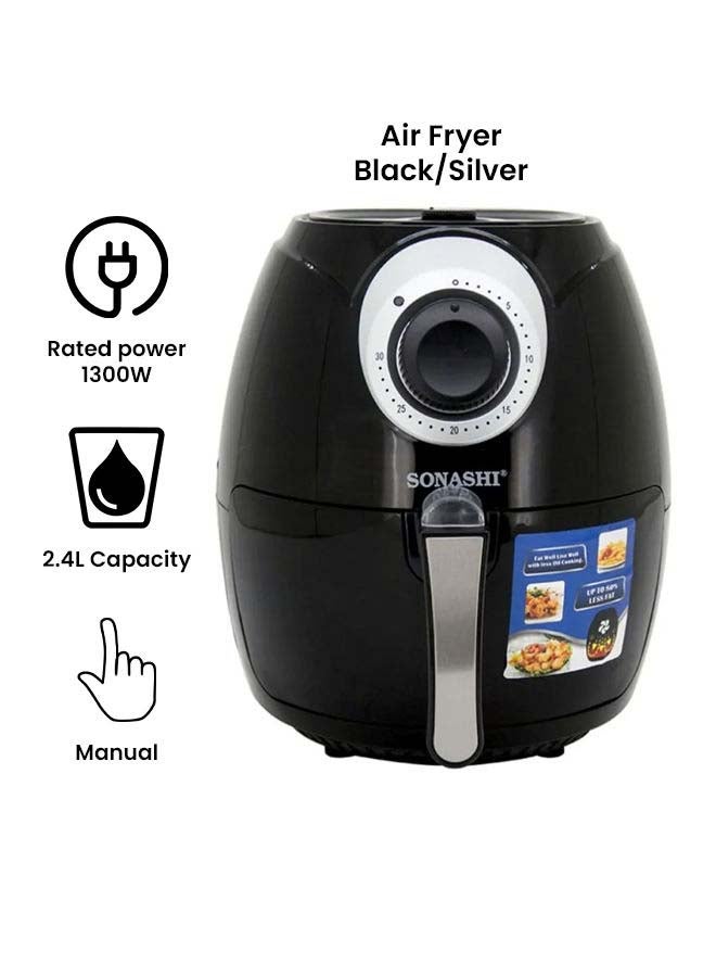 Fast Frying Air Fryer 2.4 L 1300.0 W SAF-002 Black/Silver