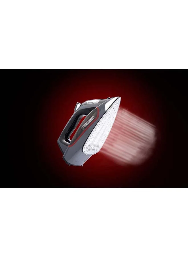 BLACK+DECKER Steam Iron with Ceramic Soleplate, 380ml Water Tank, Powerful Steam Burst, Adjustable Thermostat, Shockproof Body, 27 Steam Vents for Even Heat Distribution, 380 ml 2200 W X2050-B5 Grey/Black