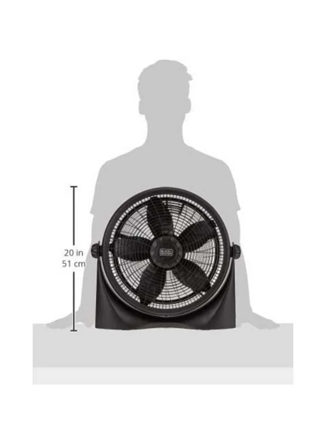 BLACK+DECKER Box Fan With 3 Speed Control, Sturdy Base And Adjustable Swivel - 16 Inch Compact Design FB1620-B5 Black