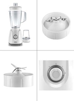 BLACK+DECKER Blender with Grinder Mill, 1.5L Jar, Durable Stainless Steel Blades, 2-Speed + Pulse Function, Built-in Thermostat for Safety, Compact Design, Easy to Clean, 1.5 L 400 W BX4030-B5 White/Clear  - Image 2