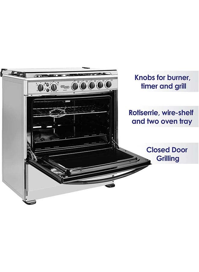 SUPER GENERAL 5 Burner Gas Cooker 80 x 60 Cm, Full-Safety Freestanding Gas-Cooker, Steel Cooker, Gas Oven With Thermostat, Rotisserie, Automatic Ignition SGC801FS Silver/Black  - Image 4