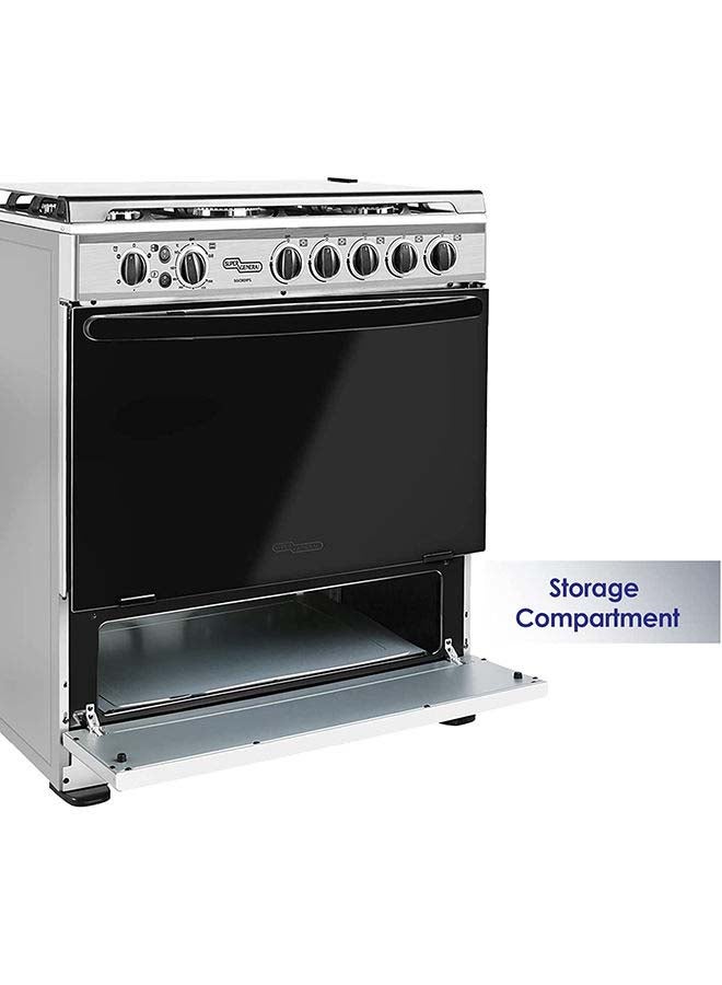 SUPER GENERAL 5 Burner Gas Cooker 80 x 60 Cm, Full-Safety Freestanding Gas-Cooker, Steel Cooker, Gas Oven With Thermostat, Rotisserie, Automatic Ignition SGC801FS Silver/Black  - Image 5