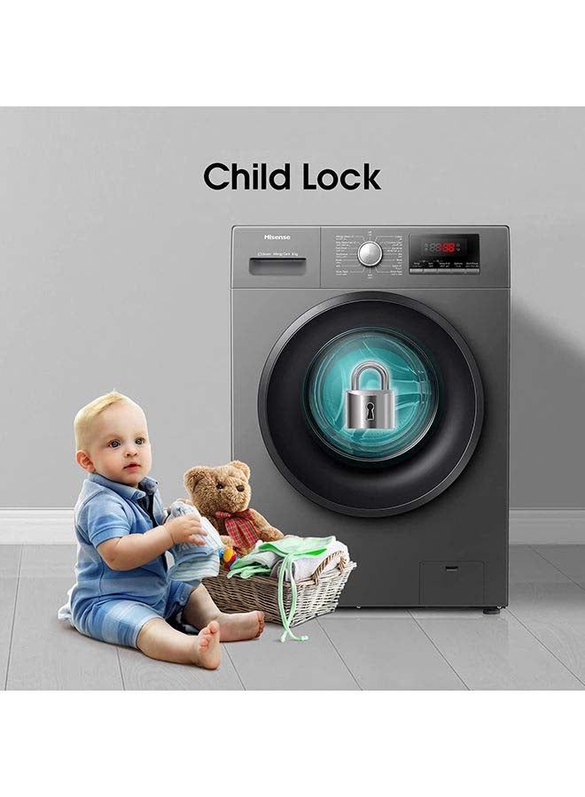 Hisense - 8 Kg Front Load Washing Machine, 1200RPM With Quick Wash, Allergy Steam Care 380 W WFPV8012EMT Titanium - Image 1