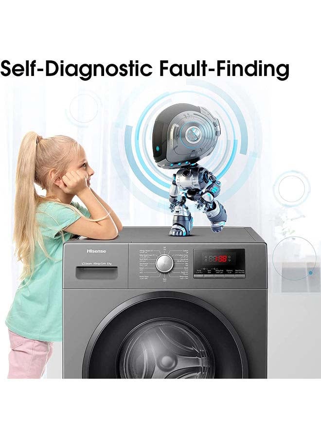 Hisense - 8 Kg Front Load Washing Machine, 1200RPM With Quick Wash, Allergy Steam Care 380 W WFPV8012EMT Titanium - Image 1