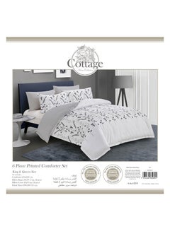 Cottage 6-Piece Ivory Comforter Set King Size Microfiber White/Black 250x230cm  - Image 2