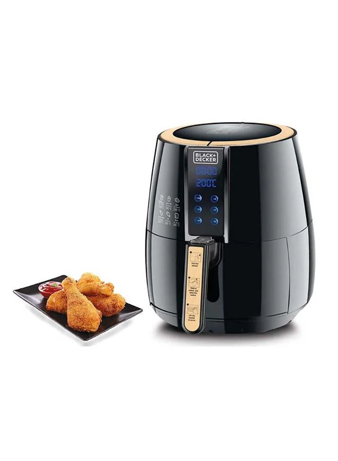 BLACK+DECKER Digital Air Fryer, Rapid Air Convection Technology, Multi-Function for Frying, Baking, Grilling & Roasting, Cool-Touch Handle, Safety Lock, 4 L 1500 W AF400-B5 Black