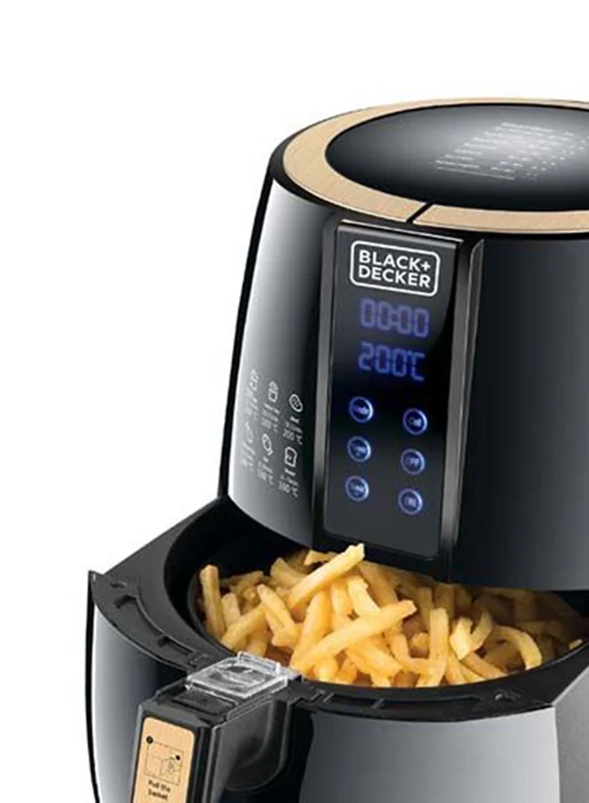 BLACK+DECKER Digital Air Fryer, Rapid Air Convection Technology, Multi-Function for Frying, Baking, Grilling & Roasting, Cool-Touch Handle, Safety Lock, 4 L 1500 W AF400-B5 Black