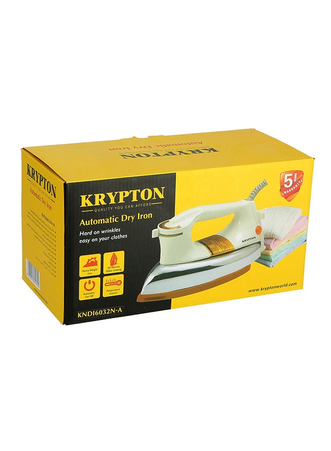 KRYPTON - Automatic Dry Iron With Non-Stick Golden Teflon Soleplate & Adjustable Thermostat Control Indicator Light 2.1 kg 1200 W KNDI6032N-A White - Image 1