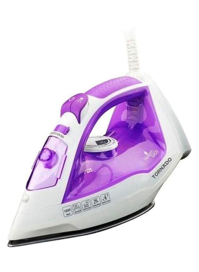 TORNADO Steam Iron TST-1800 Teflon Soleplate, Baby Blue, Red, Violet  - Image 1