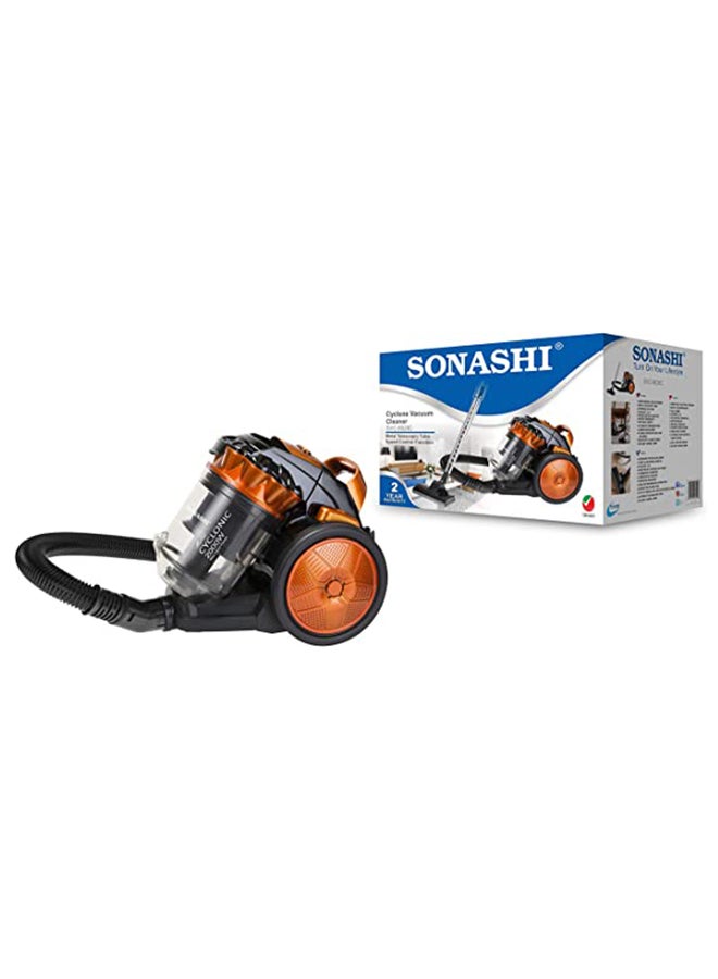 SONASHI - Multi-Cyclonic Bagless Vacuum Cleaner with 5M Cable Length | Powerful Suction with Strong Power | Speed Control & Low Noise 3 L 2000 W SVC-9028C Black/Orange - Image 1