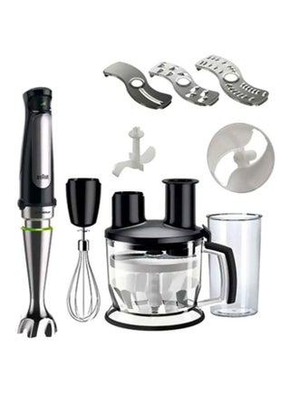 Multi Quick 7, 1.5L Food Processor, 0.600L Beaker, Whisk, Stainless Steel Shaft, Splash Control, MQ7075X Black/Silver/Clear - v1668694991/N41230958A_1