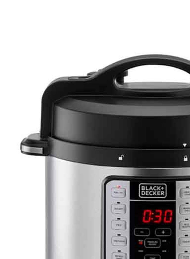 Smart Steam Pot Electric Pressure Cooker 7 In 1, With 12 Programs 6 L 1000 W PCP1000-B5 Silver/Black 