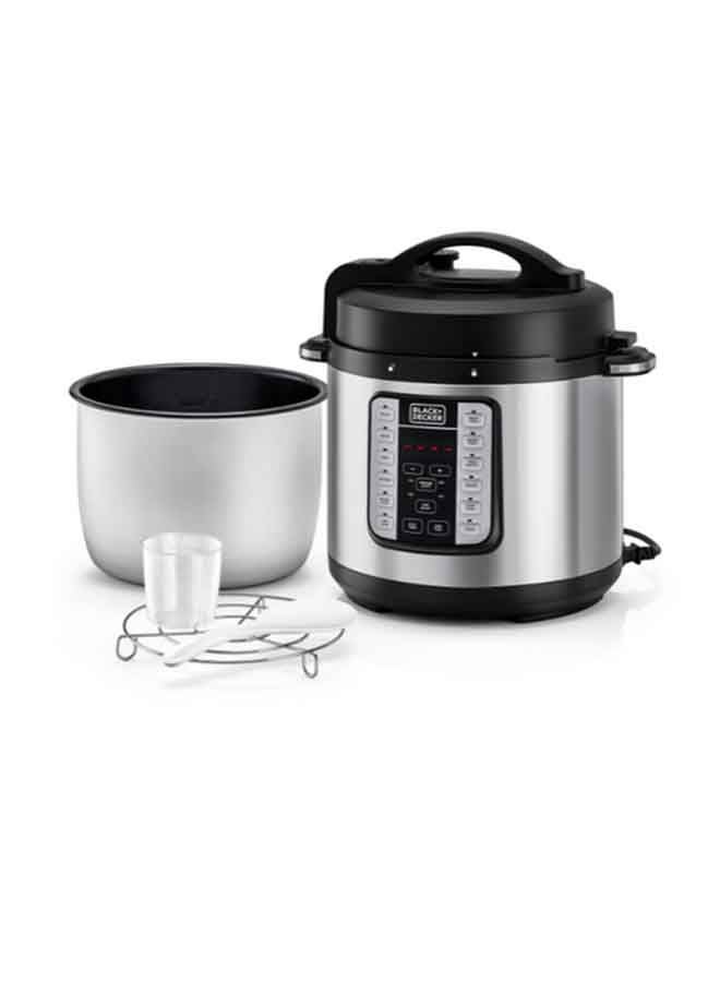 EZ Smart Steam Pot, Multi-Cooker, 7-in-1 Programmable Electric Pressure Cooker, Digital LED Display, Overheating Protection, Delay Timer, 6 L 1000 W PCP1000-B5 Silver/Black - v1668695013/N48503194A_8