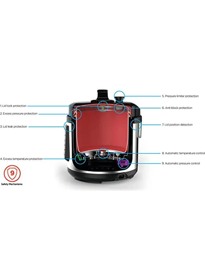 BLACK+DECKER EZ Smart Steam Pot, Multi-Cooker, 7-in-1 Programmable Electric Pressure Cooker, Digital LED Display, Overheating Protection, Delay Timer, 6 L 1000 W PCP1000-B5 Silver/Black
