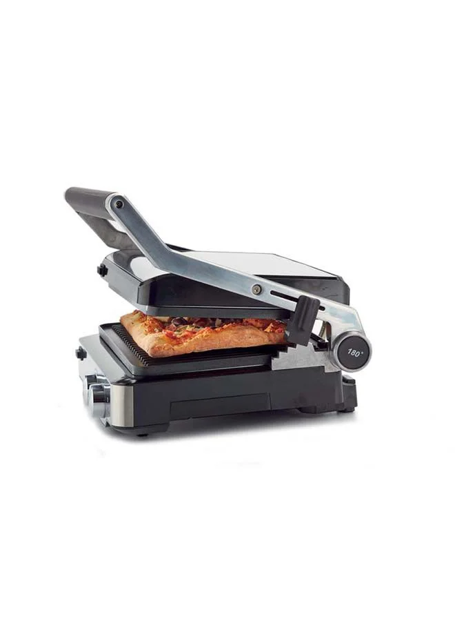 KENWOOD Health Grill, Variable Temperature Control, Adjustable Grill Positions, 180 Degree Opening Grill, Oven Grill, Timer, 2000 W HGM80.000SS Silver