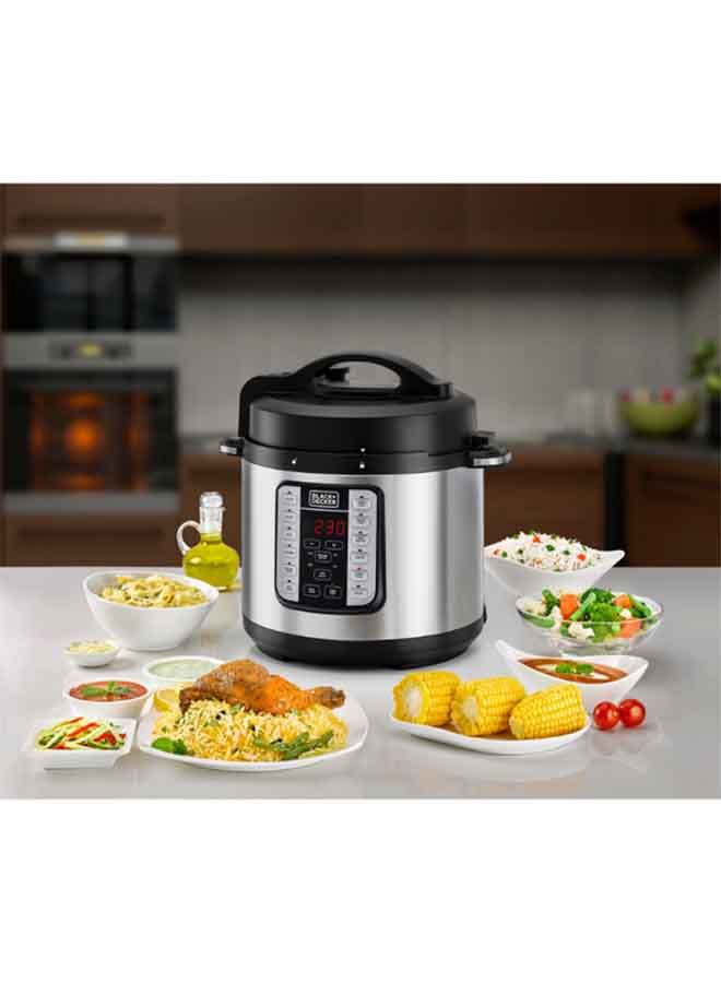 EZ Smart Steam Pot, Multi-Cooker, 7-in-1 Programmable Electric Pressure Cooker, Digital LED Display, Overheating Protection, Delay Timer, 6 L 1000 W PCP1000-B5 Silver/Black - v1668695017/N48503194A_3