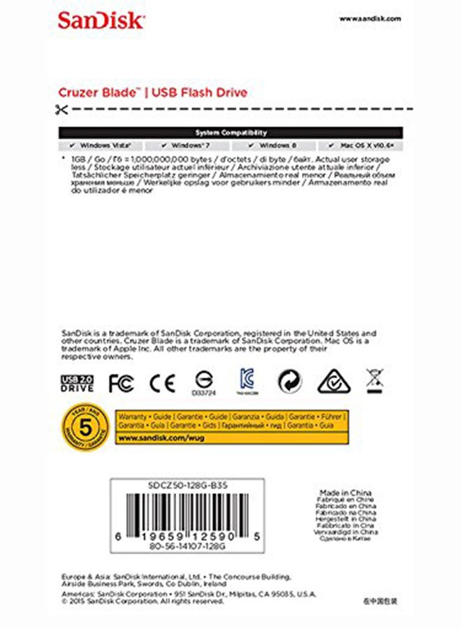 Sandisk - Cruzer Blade SDCZ50-128G-I35 USB 2.0 128 GB - Image 1